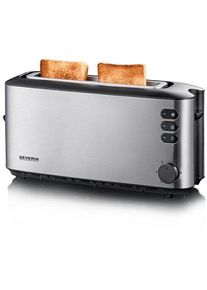 Severin AT 2515 Automatik-Langschlitztoaster, 1000W, Defroster-Stufe, Aufwärmstufe, Edelstahl gebürstet/schwarz