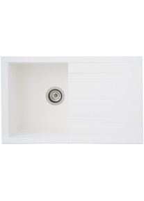 respekta Houston Mineralite Einbauspüle mit Abtropffläche, 1 Becken, reversibel, 80 x 50 cm, weiß