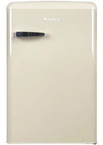 Amica KS 15615 B Retro-Kühlschrank, 55 cm breit, 87,5 cm hoch, 108 L, Automatische Abtauung, LED-Beleuchtung, Gefrierfach, coffee cream