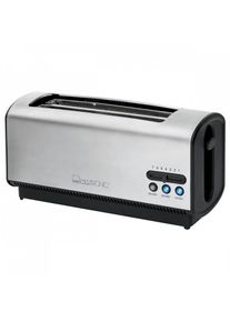 Clatronic TA 3687 Langschlitztoaster, 1200W, 4 Scheiben, Brötchenaufsatz, Auftau-/Aufwärm-/Schnellstoppfunktion, edelstahl/schwarz (263829)