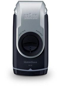 Braun MobileShave M-90 Rasierer, twist cap, Smart Foil, dunkelblau/silber