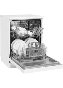Exquisit GSP6012-030E, Standgeschirrspüler, 60 cm breit, 12 Maßgedecke, LED-Anzeige, Eco-Funktion, weiß