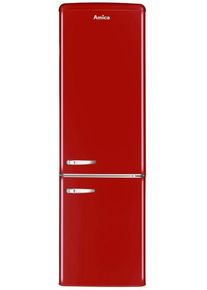Amica KGCR 387 100 R Retro Kühl-Gefrierkombination, 55cm breit, 244 L, Automatische Abtauung, LED-Beleuchtung, Flaschengitter, rot