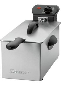 Clatronic FR 3586 Fritteuse, 3 L, 2000 W, stufenlos, Kabelfach, Kontrollleuchte, edelstahl/schwarz (263684)