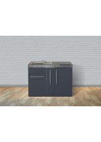 Stengel MP 120 A Miniküche, 120cm breit, Induktionskochfeld, Kühlschrank mit Gefrierfach, Spüle rechts, schiefergrau (10120 102671 15)