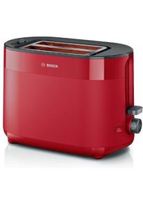 Bosch TAT2M124 Toaster, 950 W, 2 Schlitze, Auftaufunktion, Nachtoastfunktion, rot