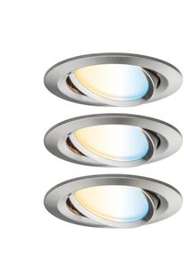 Paulmann Licht Paulmann LED Einbauleuchte Smart Home Zigbee 3.0 Nova Plus Coin Basisset schwenkbar rund 84mm 50° Coin 3x6W 3x470lm 230V dimmbar Tunable White, eisen
