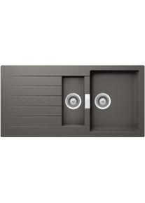 Schock Signus D-150-U Granitspüle mit Ablauffernbedienung, Cristadur, reversibel, silverstone (SIGD150USIL)
