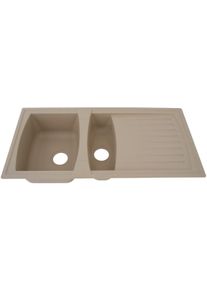 respekta Boston Mineralite Einbauspüle mit 1,5 Becken, 100 x 50 cm, sandbeige