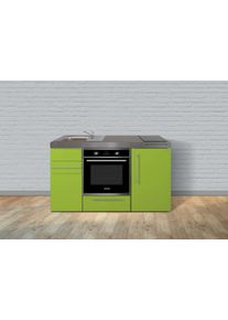 Stengel MPB 150 Miniküche, 150cm breit, Induktionskochfeld, Kühlschrank mit Gefrierfach, mit Backofen, Becken rechts, apfel grün (10150 106671 13)
