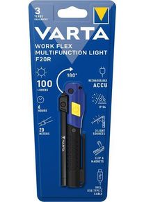 Varta 18649 Work Flex Multifunction Light F20R, 100 lm, 6h, 20m, schwarz
