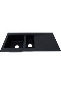 respekta Denver Mineralite Einbauspüle mit 1,5 Becken, 100 x 50 cm, schwarz