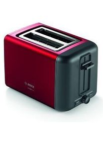 Bosch TAT3P424DE Kompakt Toaster, 970W. DesignLine, Auftau- und Aufwärmfunktion, Gleichmäßiges Röstbild, Rot