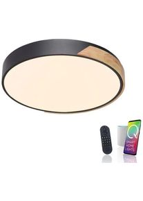 Paul Neuhaus Q BILA LED Deckenleuchte, Smart Home, dimmbar, holzfarben/anthrazit (6071-18)
