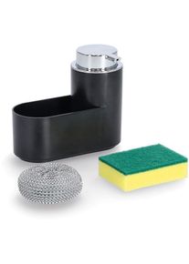 zeller Seifenspender-Set, Kunststoff, schwarz