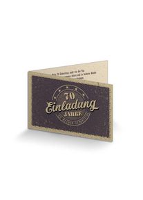 Einladung zum 70. Geburtstag Retro, stilvolle Klappkarte online bestellen