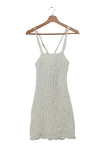 Zara Sommerkleid Häkeloptik Lochmuster Weiß Gr. XS/34 Freizeitkleid