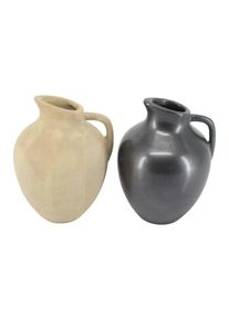 ferm LIVING Vase Keramik Grau Beige Bauchig Modern 9cm Skandi Design