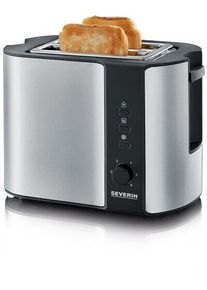 Severin AT 2589 Automatik-Toaster, 800W, Defroster-Stufe, Brötchen-Röstaufsatz, Edelstahl gebürstet/schwarz