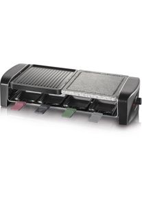 Severin RG 9645 Raclette Grill mit Naturgrillstein, 1400W, 8 Pf&auml;nnchen, regelbarer Thermostat, Antihaftbeschichtung, schwarz