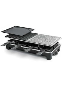 Rommelsbacher RCS 1350 Raclette, 1350W, 8 Pf&auml;nnchen, 8 Wendeschaber, Antihaftbeschichtung, schwarz/Edelstahl