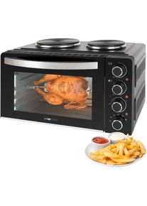 Clatronic KK 3786 Minik&uuml;che, 3100 W, 28 L, 2 Kochplatten, mit Backofen, Drehspie&szlig;, schwarz (263984)