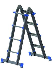 Protec.class PATLT45 Alu-Teleskopleiter, 4 x 5 Sprossen, mit zwei Traversen