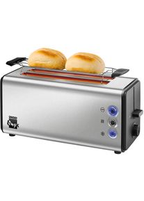 Unold Elektro Unold 38915 Onyx Duplex Toaster, 4 Scheiben, 1400W, Brötchenaufsatz, edelstahl/schwarz