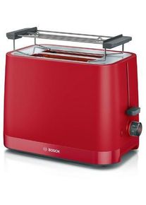 Bosch TAT3M124 Toaster, 950 W, 2-Scheiben, Automatische Endabschaltung, Nachtoastfunktion, Stoptaste, rot