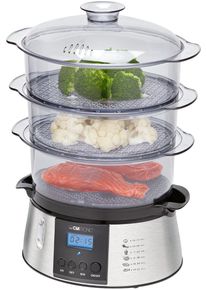 Clatronic DG 3547 Dampfgarer, 700-800 W, LCD Display, 3 Beh&auml;lter, LCD-Display, inox (283044)