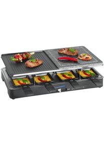 Clatronic RG 3518 2-in-1 Raclette-Grill, 1200-1400 W, 8 Pf&auml;nnchen, schwarz (261706)