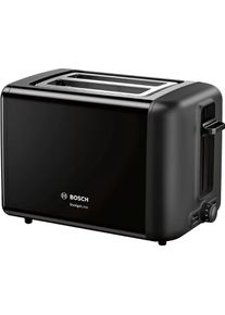 Bosch TAT3P423DE Kompakt Toaster Design Line, 820-970 W, Brötchen-Aufsatz, Auftau- und Aufwärmfunktion, High Lift, schwarz