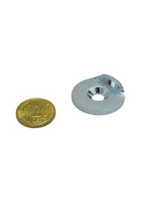 30 Unità - Disco di metallo con bordo di arresto di 90°, con foro svasato, 27 mm diametro, argento