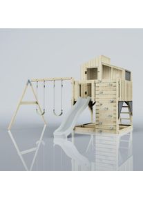 PolarPlay Kids Climbing Tower & Playhouse – Swing Geir Mist