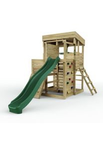 REBO 2 Tier XL Lookout Tower Playhouse with Monkey Bars and Slide