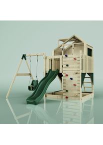PolarPlay Kids Climbing Tower & Playhouse - Swing Eerika Green