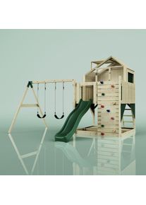 PolarPlay Kids Climbing Tower & Playhouse - Swing Haldor Green