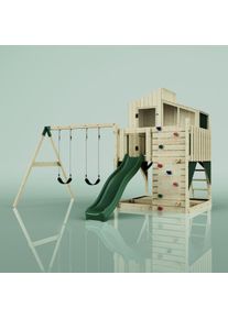 PolarPlay Kids Climbing Tower & Playhouse – Swing Geir Green