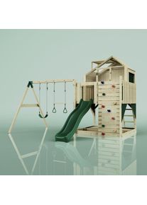 PolarPlay Kids Climbing Tower & Playhouse - Swing Odin Green