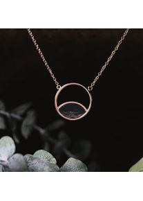 Circle Pendant Necklace with Genuine Black Marble, Rose Gold Plating