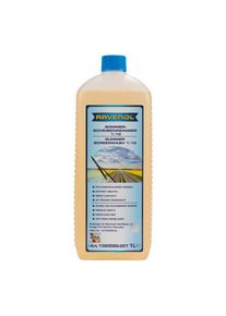 Ravenol letni płyn do mycia szyb 1l Wymieszać proporcje mieszania do 1:10 z czystą wodą i wlać do systemu spryskiwaczy przedniej szyby. Dawkowanie: 5