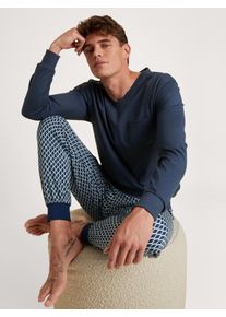 Calida Pigiama con polsini per Uomo, XXL XXL, Blu, Per gli amanti dei design classici