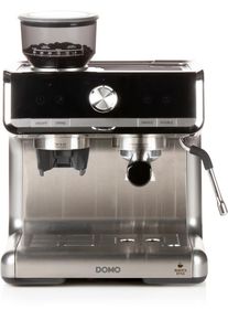 Domo DO720K Espressomaschine mit Mahlwerk, 1500W, 2L Wassertank, 30 Mahlstufen, 15bar, Bohnenbehälter: 250g, Edelstahl