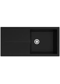 respekta Cleveland Mineralite Einbauspüle, 1 Becken, Abtropffläche, reversibel, schwarz ( CLEVELAND100X50S)