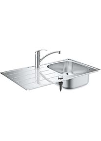 Grohe Eurosmart Set aus Spüle und Küchenarmatur, flacher Auslauf, Einlochmontage, edelstahl (31565SD1)