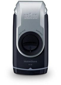Braun MobileShave M-90 Rasierer, twist cap, Smart Foil, dunkelblau/silber