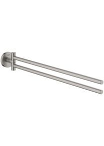 Grohe Essentials Handtuchhalter, 2-armig, schwenkbar, supersteel (40371DC1)