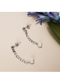 Holzkern Earrings Women Silver and Pearl