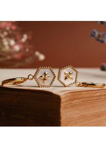 Holzkern Earrings Women Gold and White Nacre