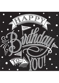 Amscan 36 serviettes d'anniversaire noir et blanc 25 cm